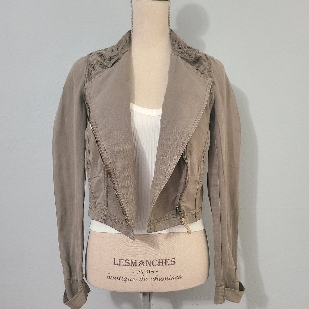 Free People Cropped Moto Jacket Size 2